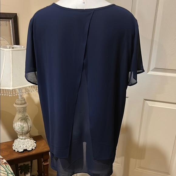 MICHAEL Michael Kors Navy Women's sheer lined Blouse. - Picture 5 of 10